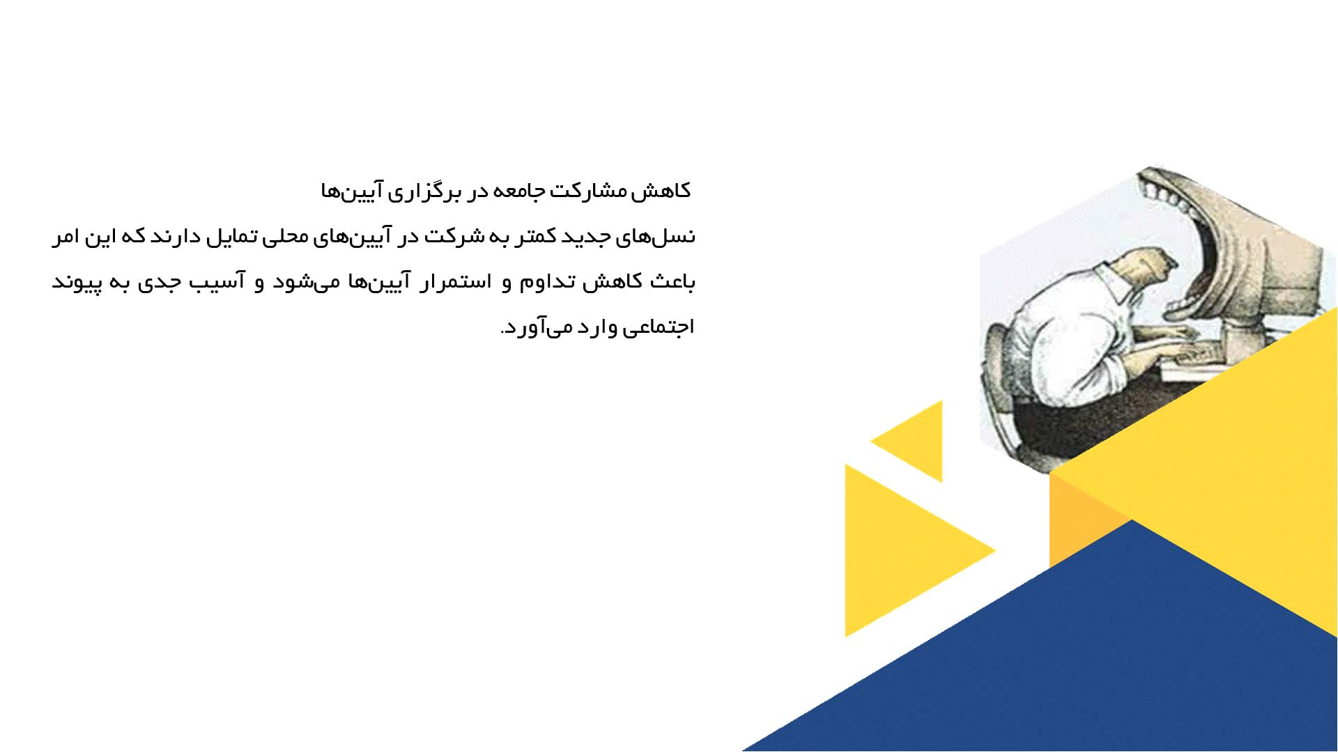 پاورپوینت در مورد تهاجم فرهنگی و تغییر در آیین‌های محلی